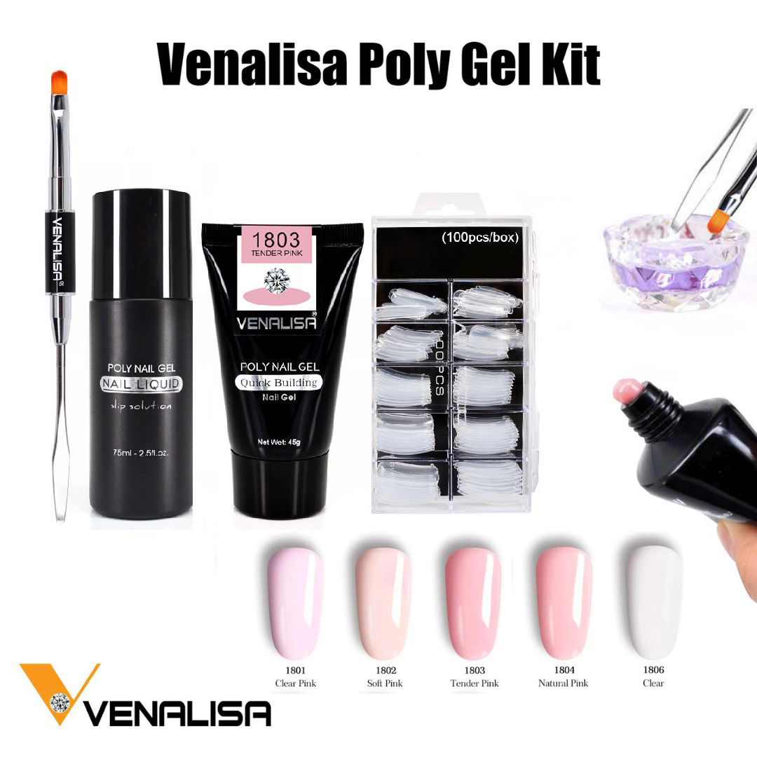 VENALISA – Poly Gel Nail Extend Slip Solution Liquid & Brush Tool Kit –  Vanity Np